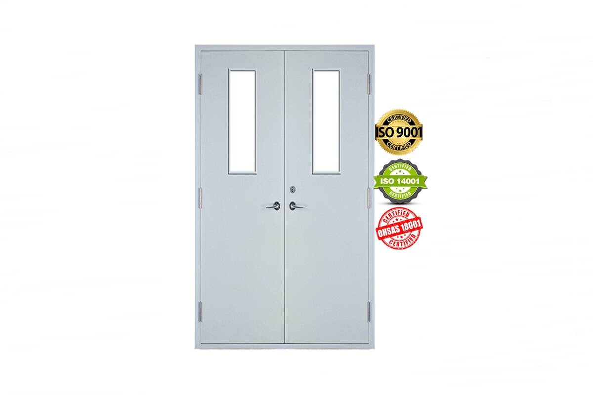 Çift Kanatlı Camlı Yangın Kapısı