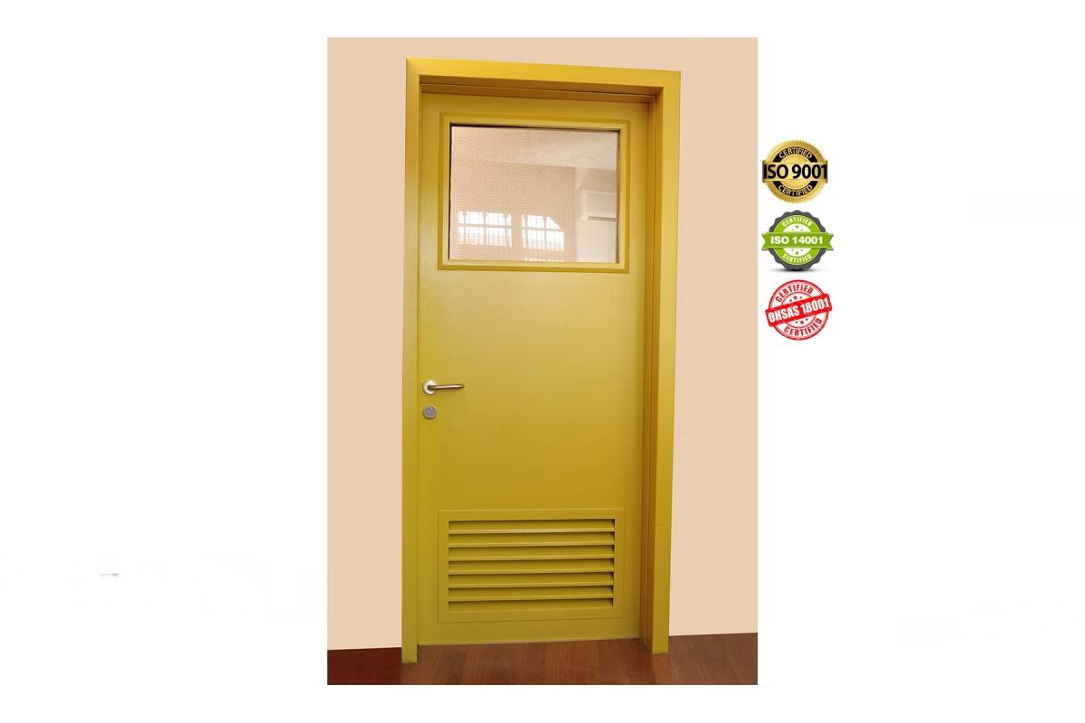 Menfezli Tek Kanatlı Camlı Yangın Kapısı